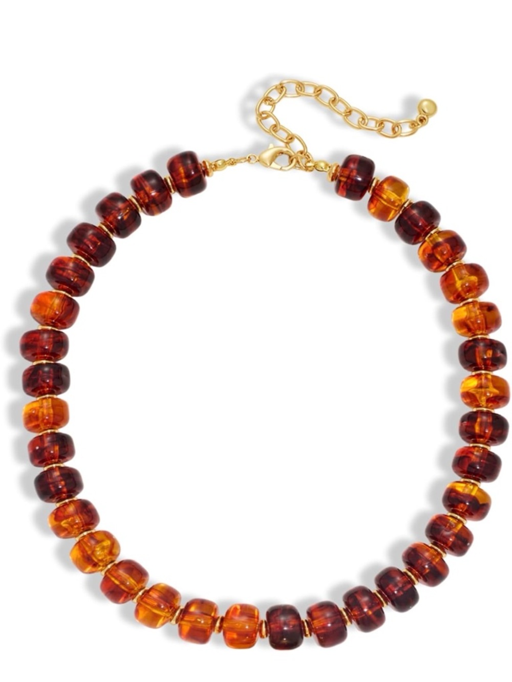 Amber-Tone Glass Bead Choker Necklace - Gold Hardware